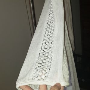 White, 3/4 sleeve, crinkle sheer material